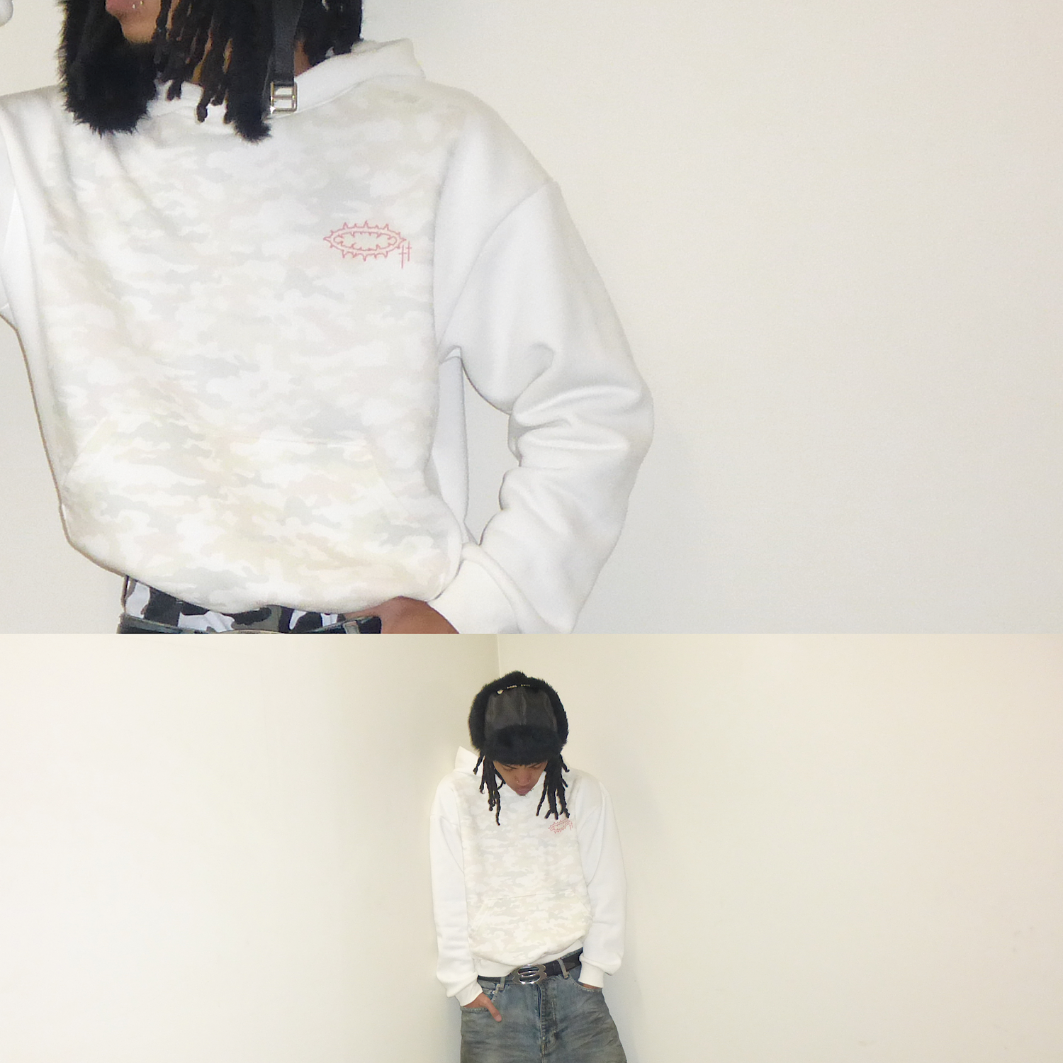 Pale camo printed hoodie